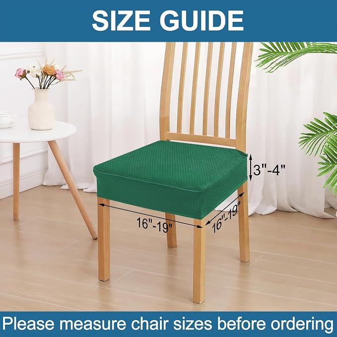 Smiry Waterproof Seat Covers for Dining Room Chairs Set of 6, Stretch Jacquard - Image 2