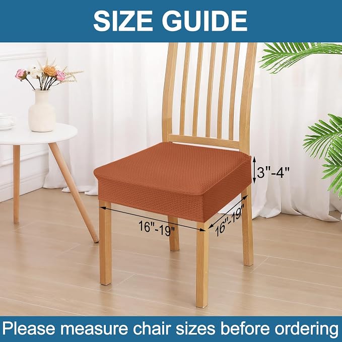 Smiry Waterproof Seat Covers for Dining Room Chairs Set of 8, Stretch Jacquard - Image 2