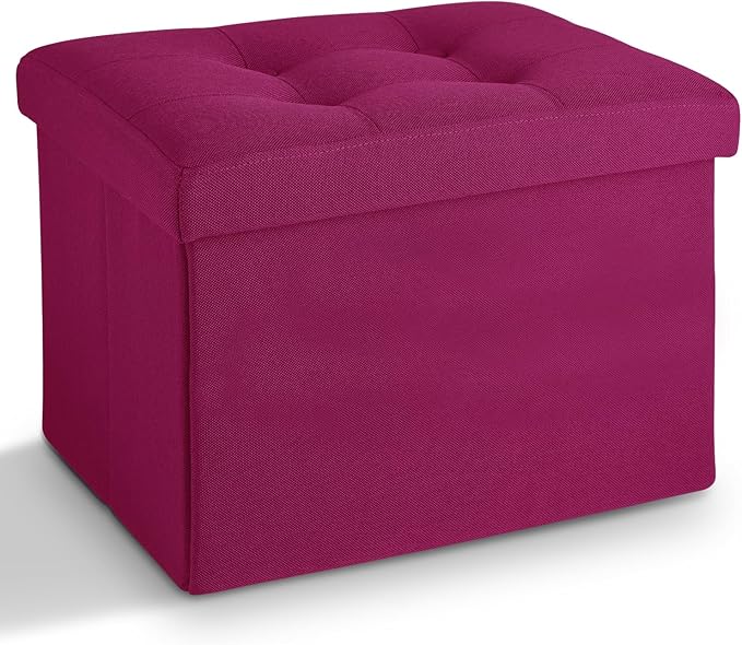LINMAGCO Small Storage Ottoman Stool Foot Rest Stool Under Desk Stool Short by LINMAGCO
