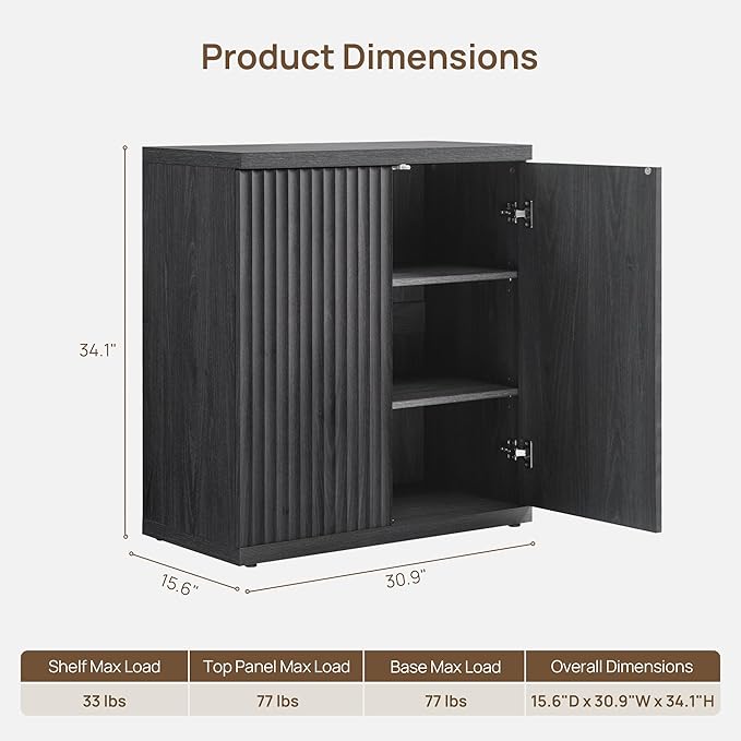 SICOTAS Buffet Cabinet with Storage Accent Sideboard Modern Credenza with Doors - Image 3