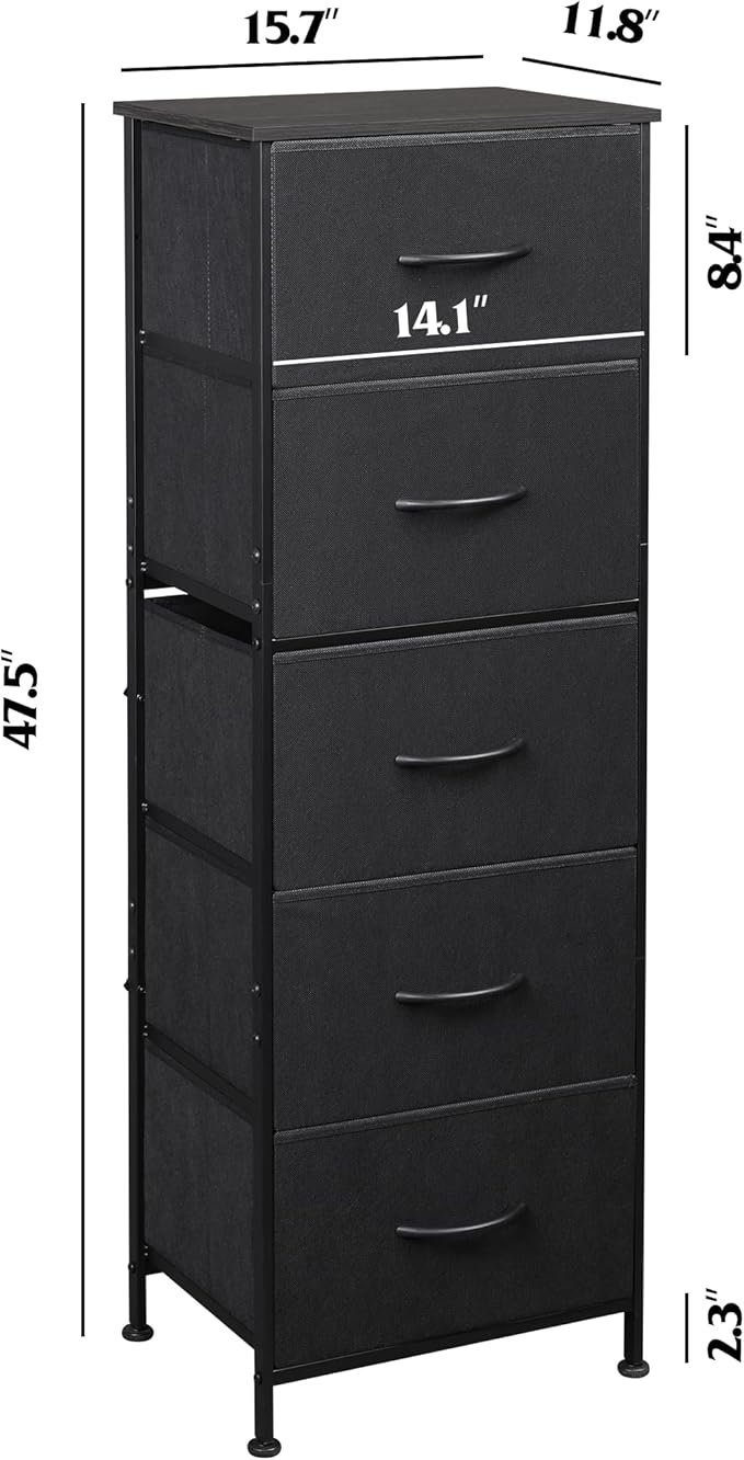 WLIVE Fabric Dresser, 5-Drawer Tall Dresser - Image 3