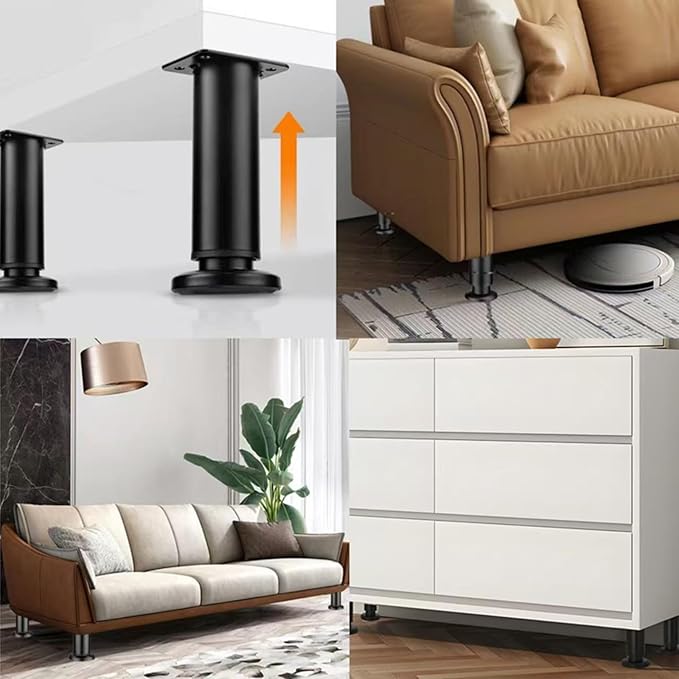 4PCS Adjustable 9.64-16.6 Inch Metal Furniture Legs Black Furniture Replacement - Image 6