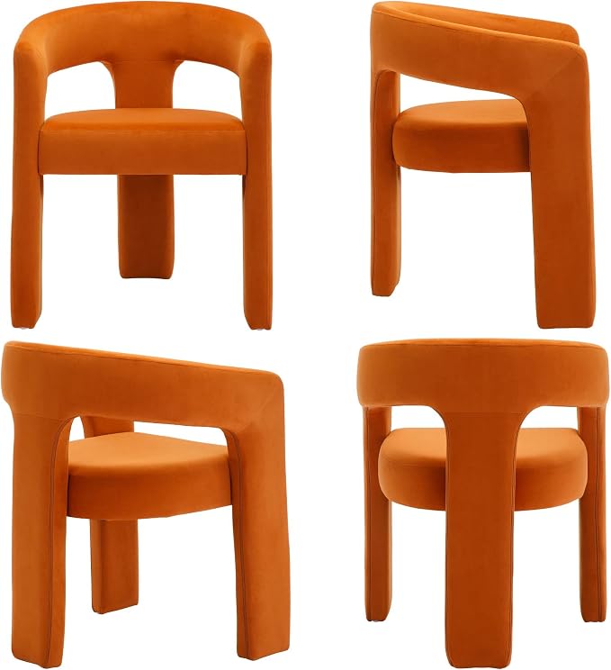 BESTANO Set of 6 Modern Velvet Fabric Upholstered Dining Chairs - Image 7