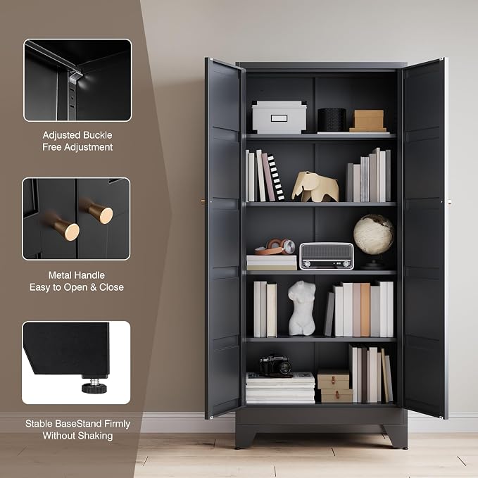 Yizosh Metal Pantry Cabinet, - Image 6