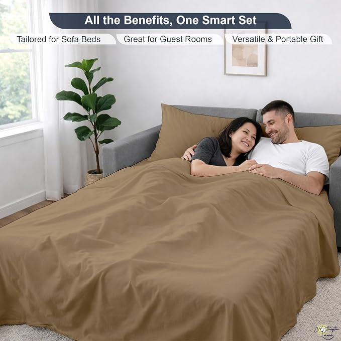 Cottington Lane Sleeper Sofa Sheets Full Size, 4 Piece Premium Quality 100% - Image 6