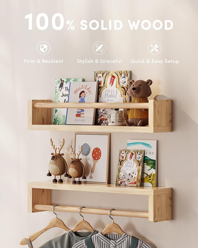 G&W Gruwald Nursery Book Shelves, Hanging Bookshelf, Wall Book Shelves - Image 2