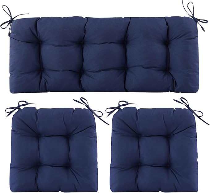 Wicker Chair Cushions of 3 Pieces, Waterproof Cushions by Aegisun