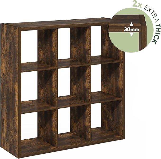 Furinno Cubicle Book Shelf, 9-Cube Bookshelf, Extra Thick Frame Reversible - Image 7