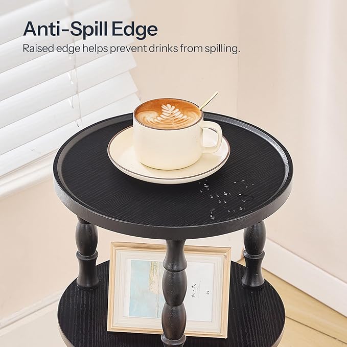 HOOBRO Round Side Table for Small Space, 3-Tier Small Round End Table - Image 6