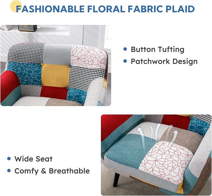 Bonzy Home Modern Colorful 2 Piece Coroful Fabric Sofa Set, Included Accent - Image 5