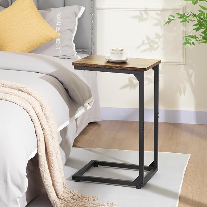 AMHANCIBLE C Shaped Side Table, End Tables Living Room Set of 2, Slide Under - Image 2