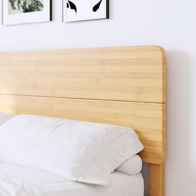 BOSRII 12in High Solid Bamboo Wood Platform Twin Size Bed Frame - Image 3