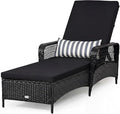 COSTWAY PE Rattan Chaise Lounge Chair, 6 Gear Adjustable Recliner by COSTWAY