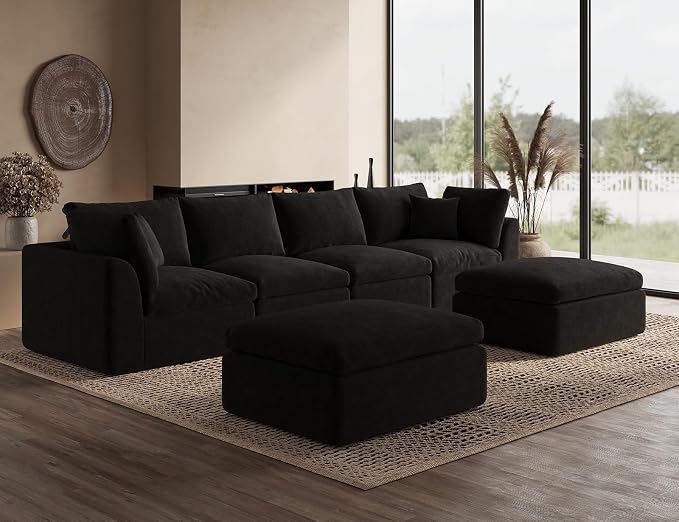 ohllob 140" U Shaped Couch, Cloud Sectional Couches - Image 3