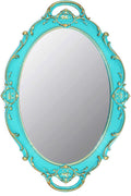 YCHMIR Vintage Small Mirror 14.5 x 10 Inch Oval Blue Wall Mirror by YCHMIR