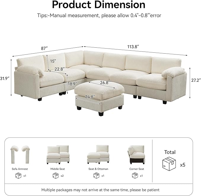 114'' V-Shaped Sectional Cloud Couch - Image 2