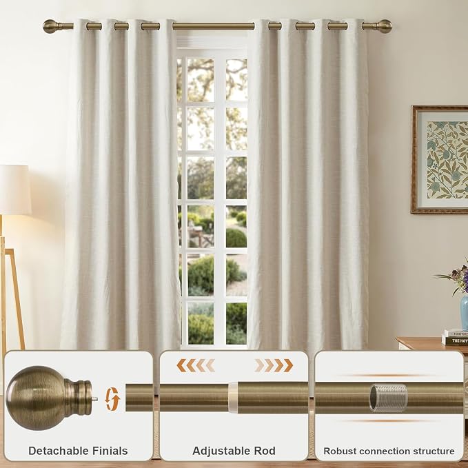 Antique Bronze Curtain Rods for Windows 48 to 84 Inch 1" Diameter Adjustable - Image 3