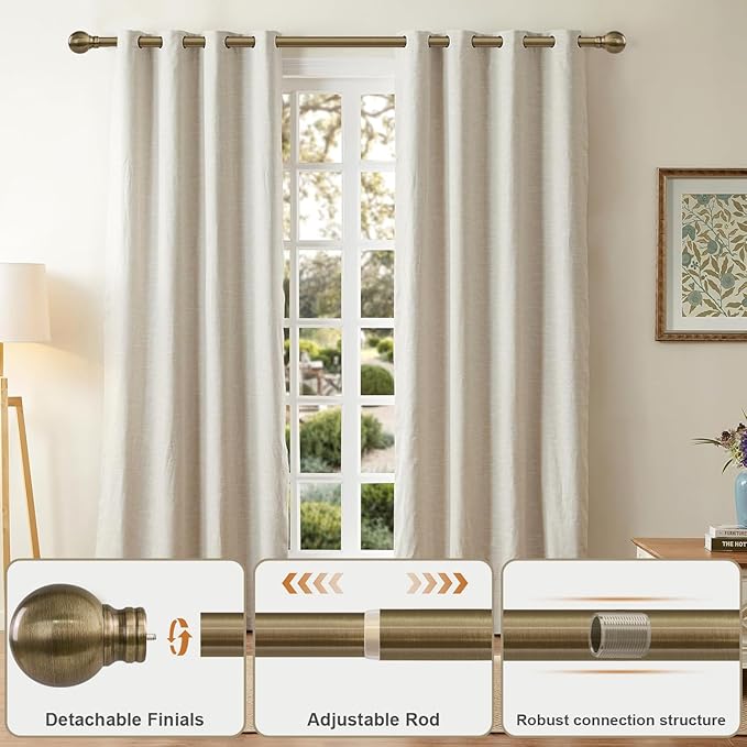 Antique Bronze Curtain Rods for Windows 66 to 120 Inch 1" Diameter Adjustable - Image 3