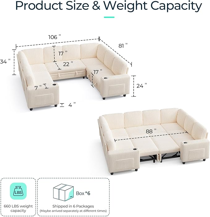 LINSY HOME Sectional Sleeper Sofa - Image 2