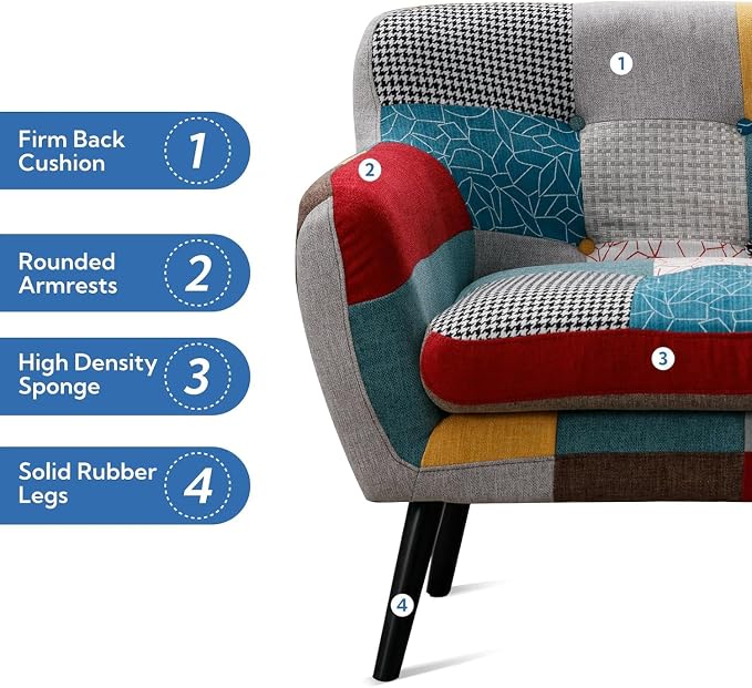 Bonzy Home Modern Colorful 4 Piece Coroful Fabric Sofa Set, Included 2 Accent - Image 5