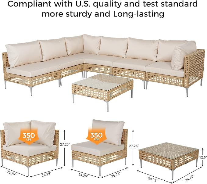 Grand patio 7-Piece Patio Wicker Furniture Set - Image 5