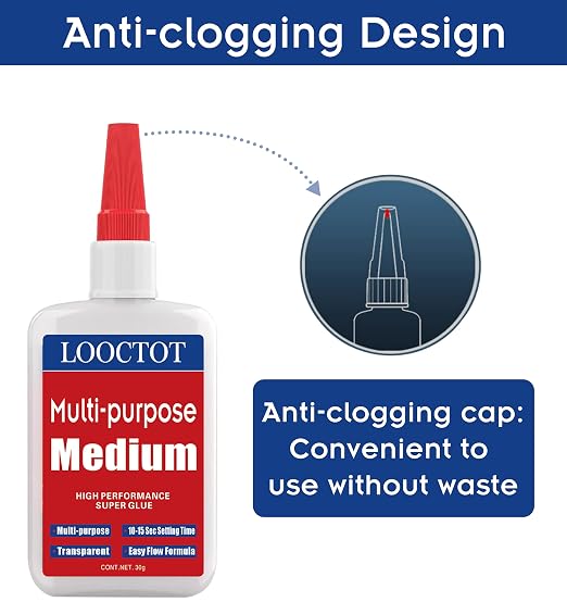 LOOCTOT 60g Medium CA Glue Premium Adhesive. All Purpose, Quick Drying Super - Image 2