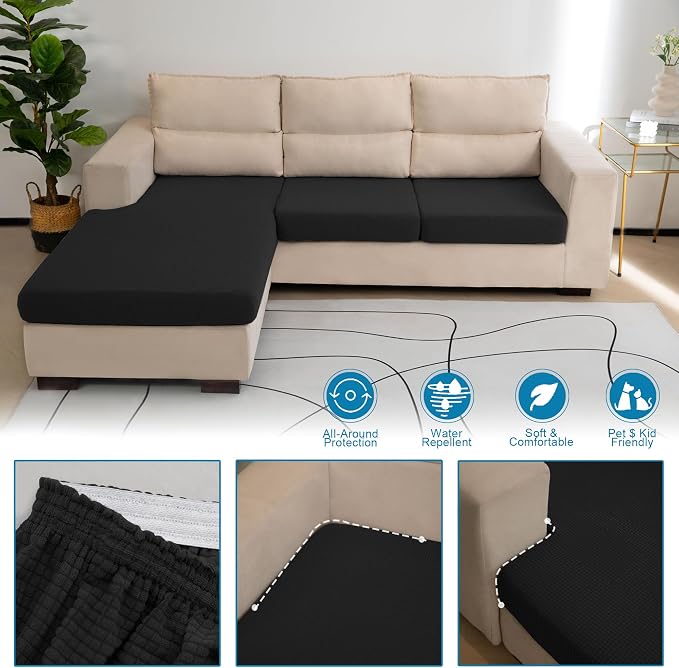 Water Repellent Couch Cushion Cover 3 Pieces Sofa Seat Cushion Covers, Stretch - Image 6