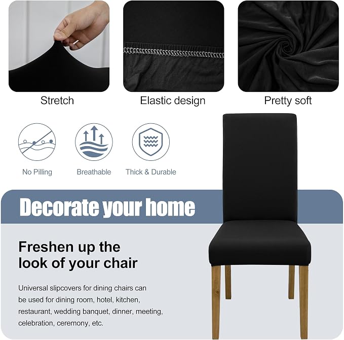 BIETYONE Stretch Dining Chair Covers Set of 8, Soft Removable Washable Kitchen - Image 3