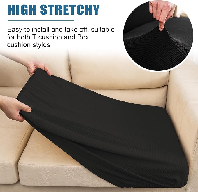 Water Repellent Couch Cushion Cover 3 Pieces Sofa Seat Cushion Covers, Stretch - Image 5