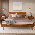 Bme Caden King Size Bed Frame and Adjustable Headboard, 15 Inch Mid Century by Bme