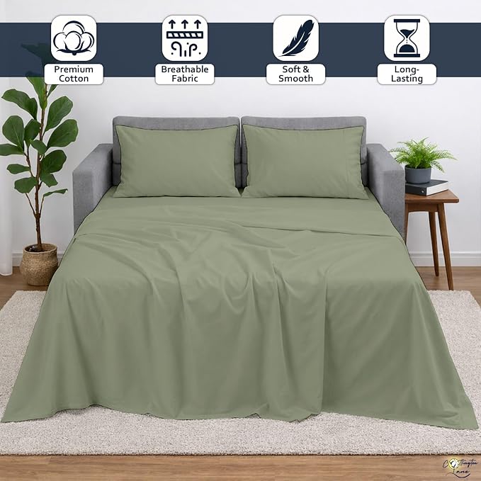 Cottington Lane Sleeper Sofa Sheets Full Size, 4 Piece Premium Quality 100% - Image 2