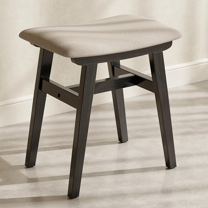 Muwuele Solid Wood Vanity Stool, Compact Makeup Chair by Muwuele