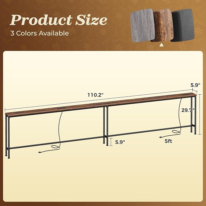 SUPERJARE 110.2 Inch Sofa Table - Image 2