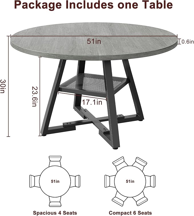 Jocoevol 51" Round Dining Table - Image 2