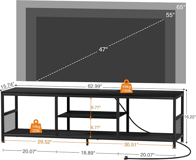VECELO TV Stand with Power Outlets - Image 8