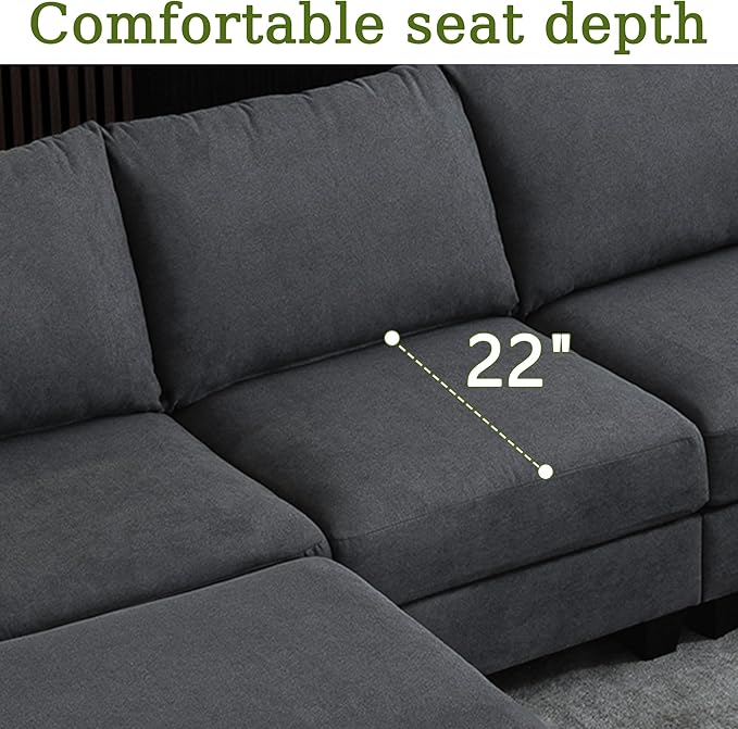 122.8" Large Sectional Couches for Living Room, 6 Seater L Shaped Modular - Image 7