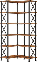 HOOBRO Corner Bookshelf, 6-Tier L-Shaped Bookcase, Industrial Open Display by HOOBRO