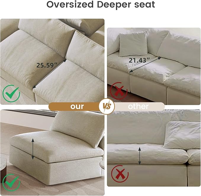 Cloud Modular Sectional Sofa Couch, Minimalist Deep Sofa Couches, Covers - Image 8