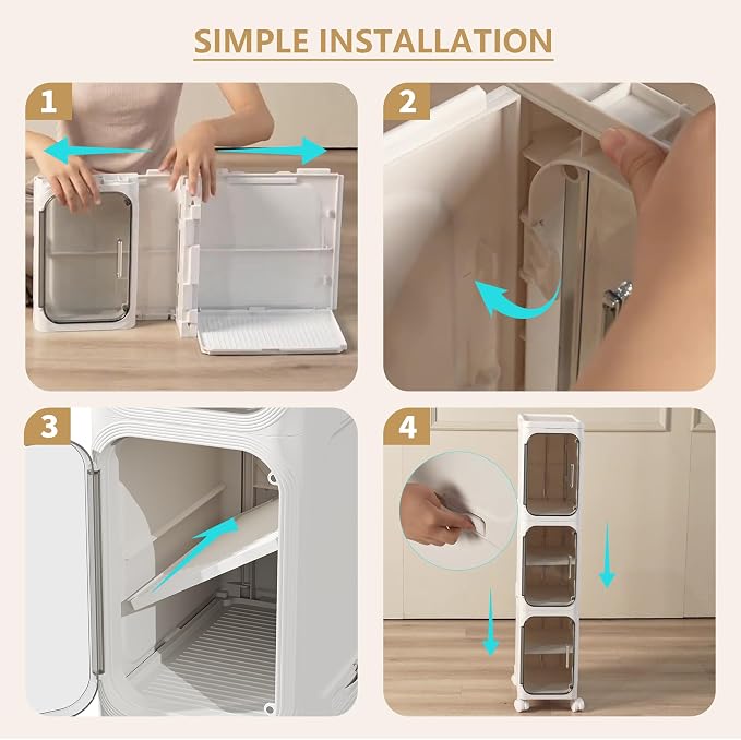 3-Tier Tall Narrow Storage Cabinet, Slim Bathroom Storage Cabinet - Image 7