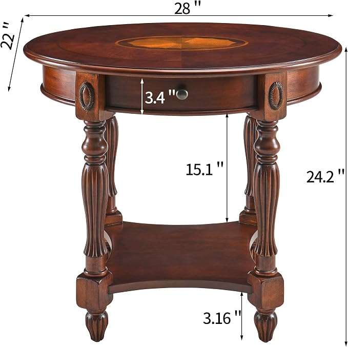 PADMA HOUSE Solid Wood Oval End Table - Image 2