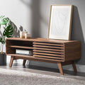 mopio Ensley 46" TV Stand with Slatted Door, Mid Century Modern Entertainment by MopioInc
