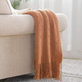 BOURINA Almond Throw Blanket 50x60 Inches Throw Textured Solid Soft Sofa Couch by BOURINA