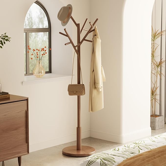 Muwuele Coat Rack, Solid Wood Coat Rack Freestanding - Image 3