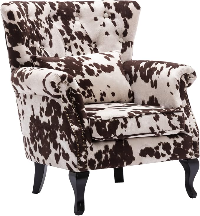 Mid Century Accent Chair Modern Button Tufted Armchair Wingback Club Chair - Image 4