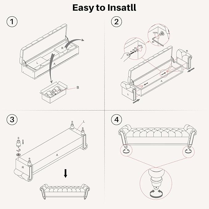 SOFTHION Storage Bench for Bedroom, Upholstered Chenille Storage Ottoman - Image 8