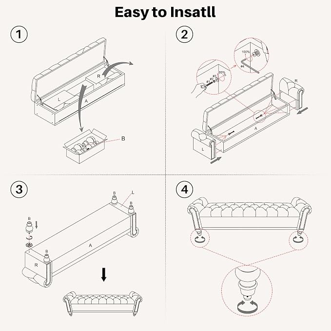 SOFTHION Storage Bench for Bedroom, Upholstered Chenille Storage Ottoman - Image 7