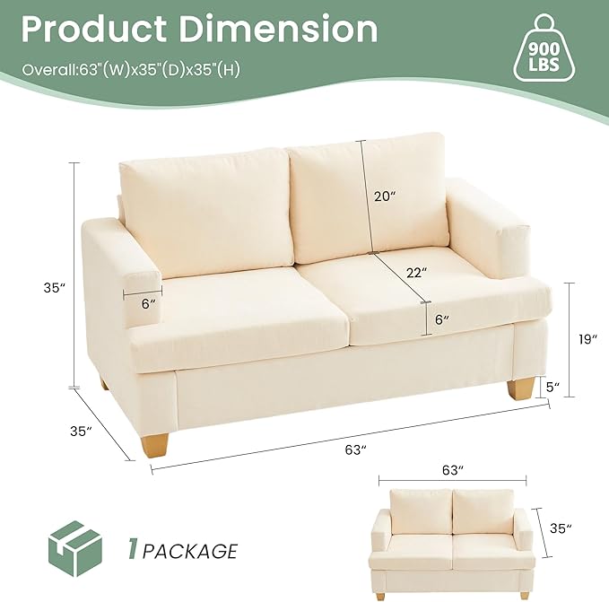 YOUDENOVA 2 Piece Set Comfy Sofa Couch, Loveseat Sofa * 2 - Image 2