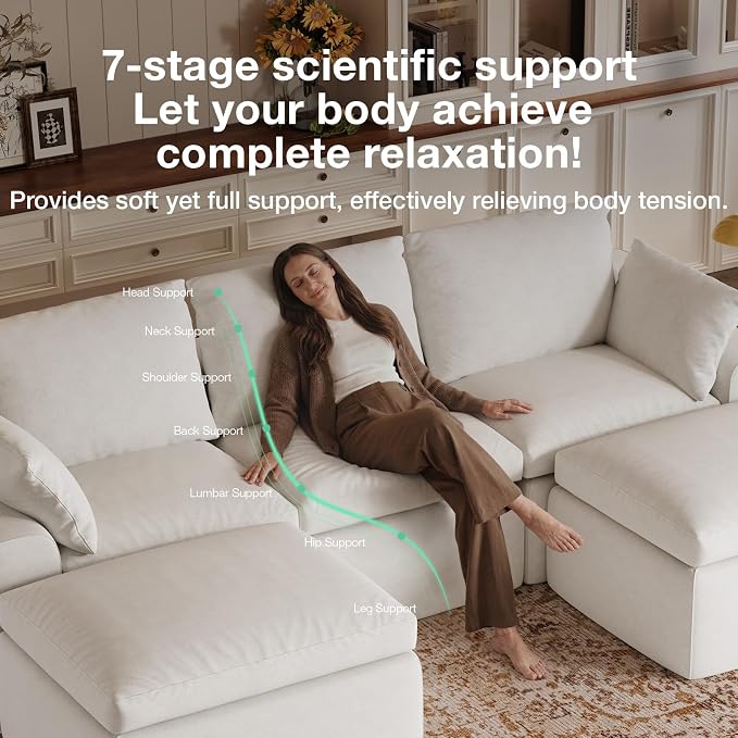 Novilla 133.8" Modular Cloud Couch, Modern Sectional Sofa - Image 7