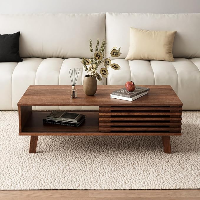 MAISONARIA Living Room Table Sets of 4, Mid Century Coffee Table & TV Stand & - Image 5