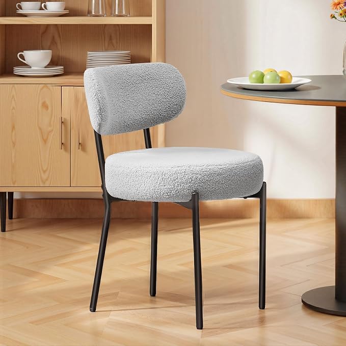 DUMOS Dining Chairs Set of 6, Mid Century Modern Chair Round Upholstered Curved - Image 7